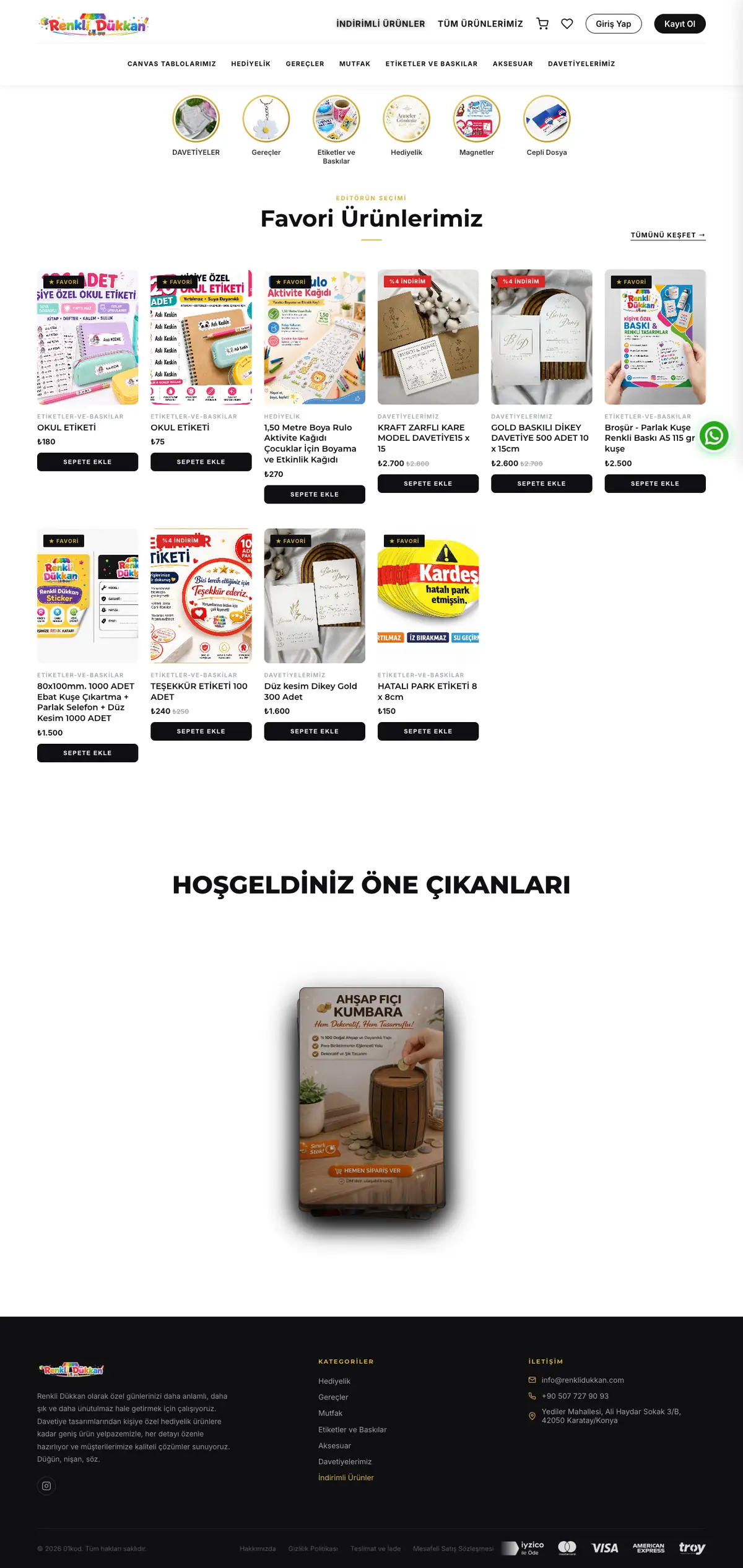 Renkli Dükkan e-ticaret sitesi